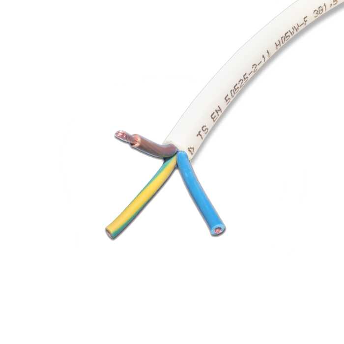 White H05VV-F Flexible PVC Mains Cable. Round Indoor Flex
