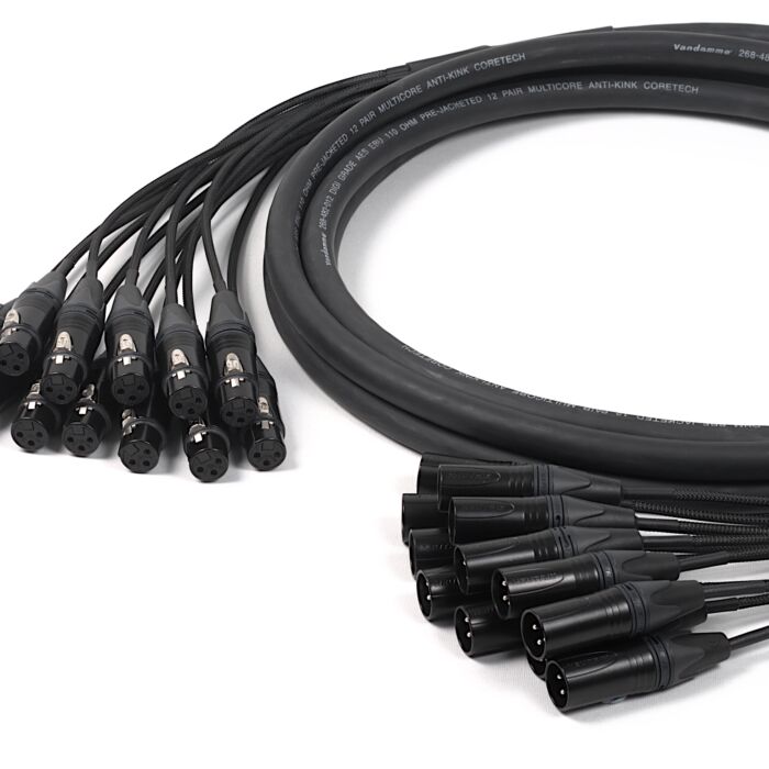 Van Damme Digitour Black 2 4 8 12 16 way Multicore Loom Stage Snake Balanced Female XLR Male XLR