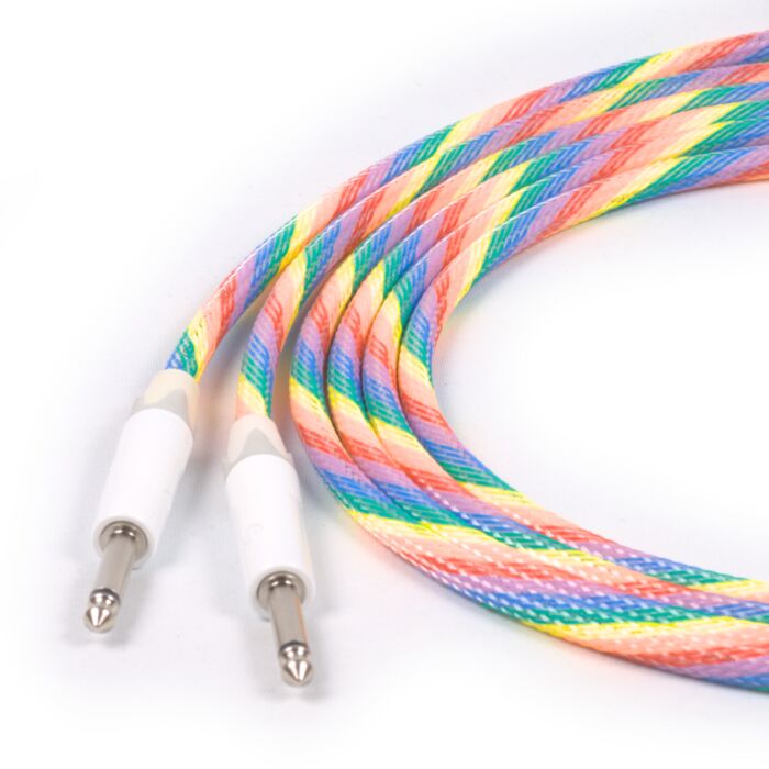 Rainbow Instrument Guitar Cable, Straight White Shells, Instrument to Amplifiers.