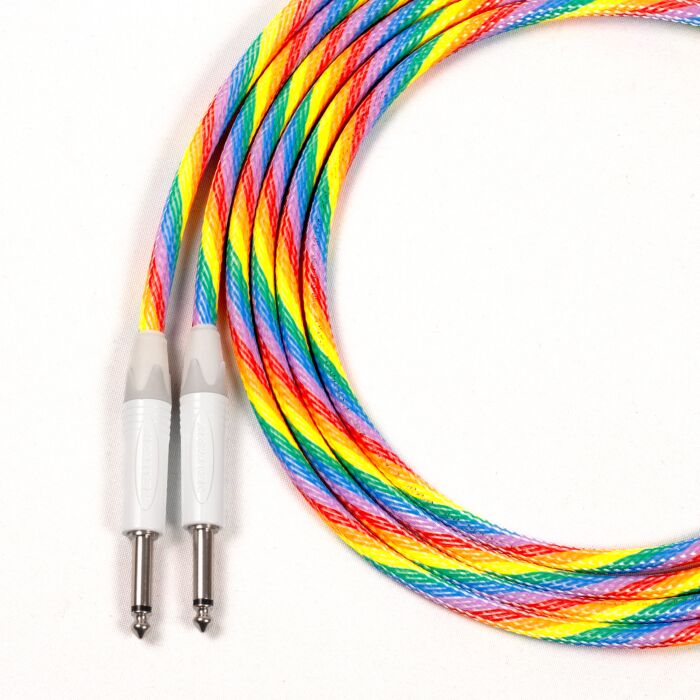 Rainbow Instrument Guitar Cable, Straight White Shells, Instrument to Amplifiers.