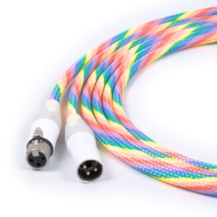 Rainbow XLR Microphone Cable, Straight White Shells,Microphone to Preamp Mixing Desk.