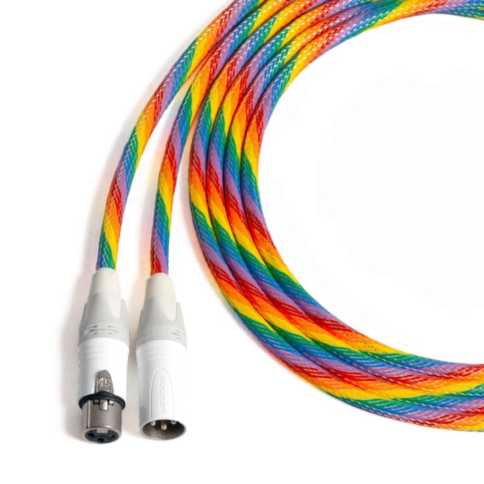 Rainbow XLR Microphone Cable, Straight White Shells,Microphone to Preamp Mixing Desk.