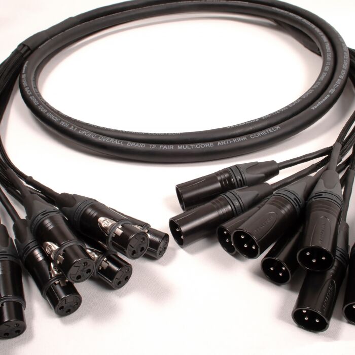 Van Damme Black 12 way Multicore Loom Stage Snake Balanced Female XLR Male XLR