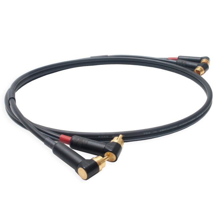 Mogami Twin Angled RCA to Angled RCA Lead. Low Capacitance 75ohm Audio Coax Cable. 