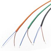 2 Core High Temperature Silicone Rubber Cable. (2x0.25mm). 4amp. DC Wiring. Black, Orange, Green