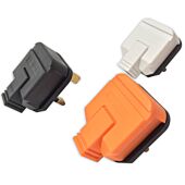 HEAVY DUTY Black. White or Orange UK 3 Pin Plug. 13 amp. HDPT13B-01 Permaplug.