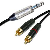 Neutrik 1/4" TRS Jack Split into Dual RCA Phonos. Stereo Splitter / Summing Cable