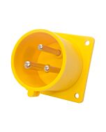 32amp 110v 2P+E IP44 Yellow Site Straight Flush Panel INLET Male. 3 Pole PCE (623-4)