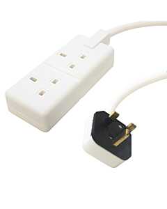 2 Gang White 13amp Professional Trailing Socket Extension Lead Mains Power