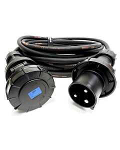63amp Black Events CEEform Commando Power Cable. (3x16mm) 240v H07RN-F Rubber 